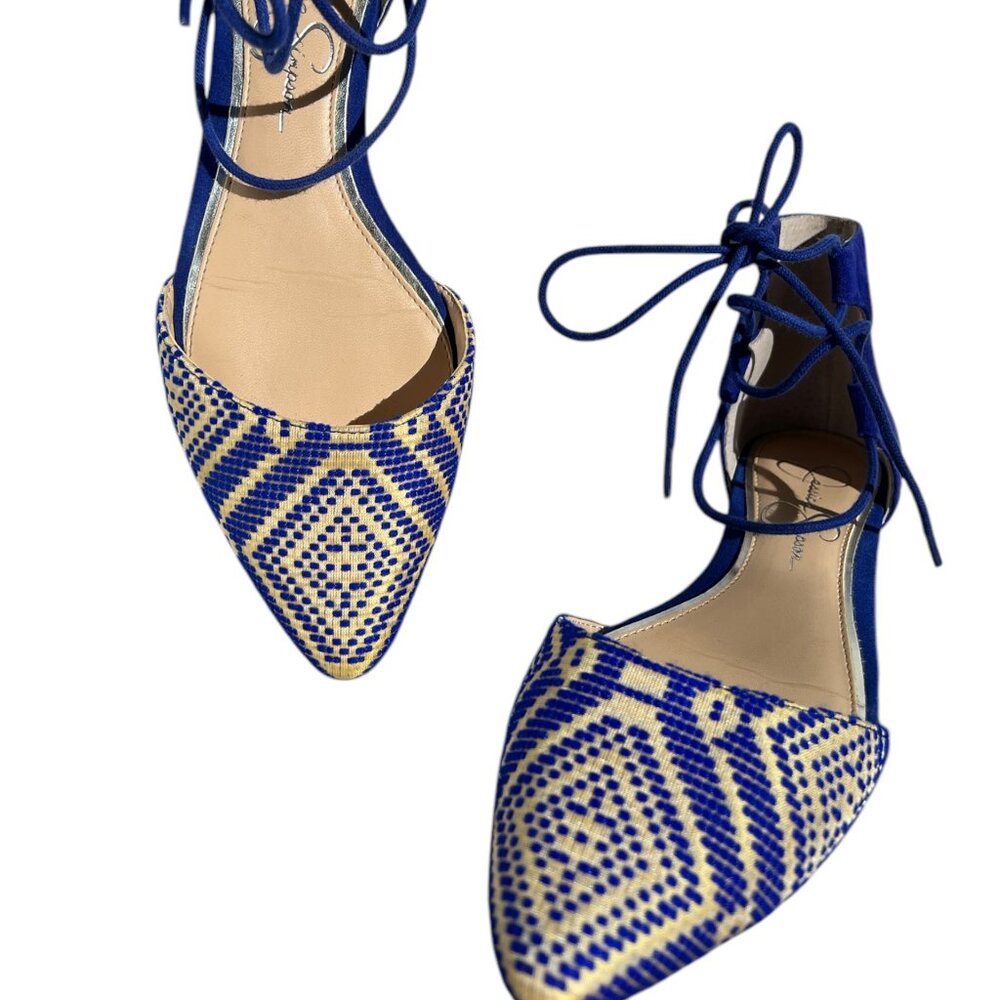 Jessica Simpson Royal blue and cream Lace up Flats